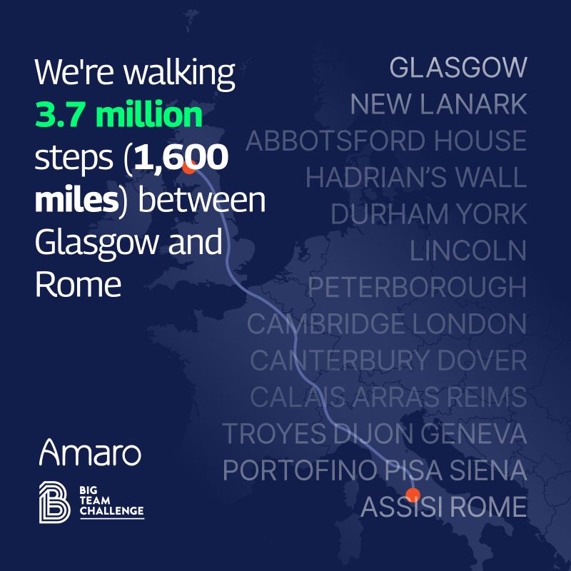 We’re walking 1,600 miles our Amaro Steps Challenge